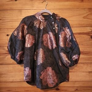 OLIPHANT NWT Rosa Black Button Neck Top SZ S